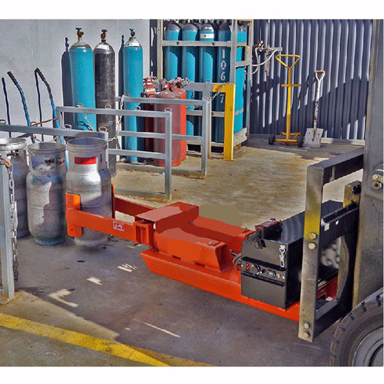 Gas Bottle Clamp Grab Attachment with Self Contained Hydraulics