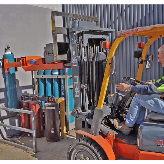 Gas Bottle Clamp Grab Attachment with Self Contained Hydraulics