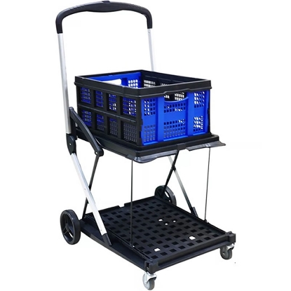 Picture of 2 Tier Folding Trolley with 1 Collapsible Basket - 90kg